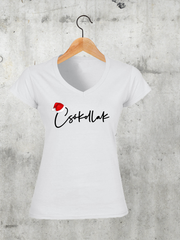 Töltsd be a képet Galéria nézetbe Csókollak karácsonyi V-nyakú női póló
